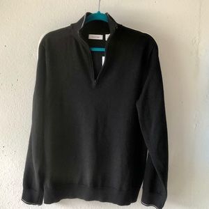 CALVIN KLEIN black zip up sweater size L.